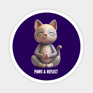 Paws & Reflect - Funny Yoga Cat T-Shirt Magnet